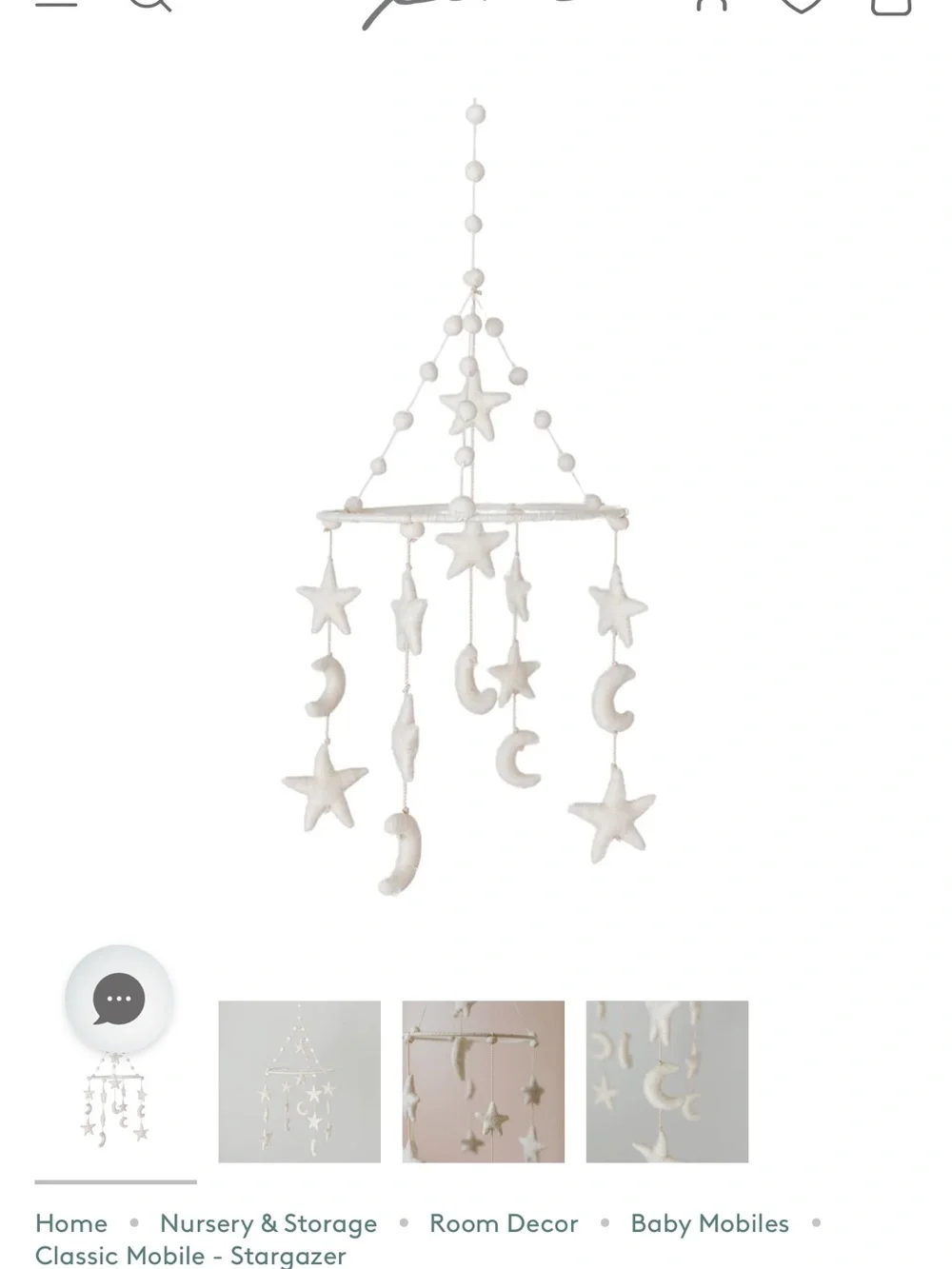 Pehr Classic White Stargazer Baby Mobile – Neutral Star & Moon Hanging Decor